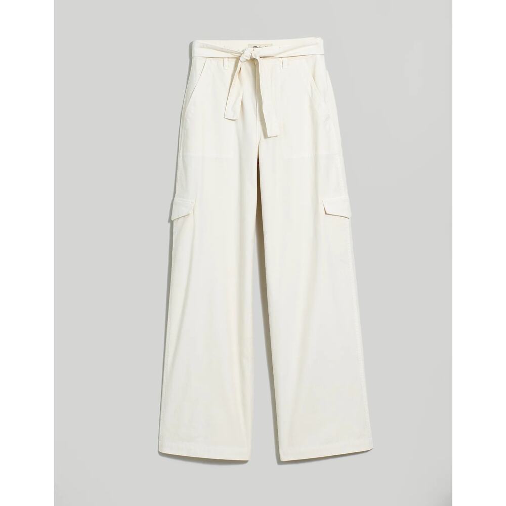 Madewell White Vintage Canvas Belted Griff Super Wide Leg Cargo‎ Pants Size 32